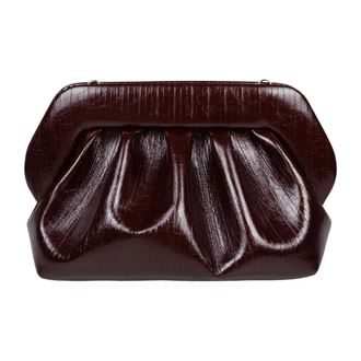 Themoir&egrave; Clutches, female, Brown, Size: ONE SIZE Striped Faux Leather Handbag