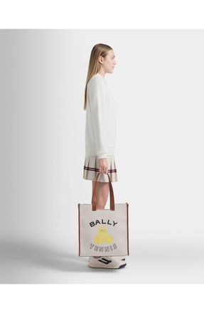 Bally Tennis Collection Tote Bag in Cotton Canvas in White at Nordstrom