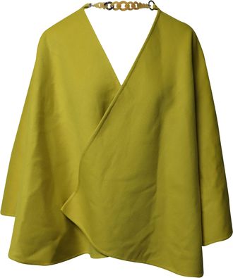 Ermanno Scervino Wide Sleeve Cape-Coat in Yellow Wool