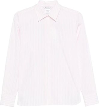 Max Mara Shirt met streepjespatroon - Dames - Blouses & Shirts - Wit - Maat: 2XS Katoen