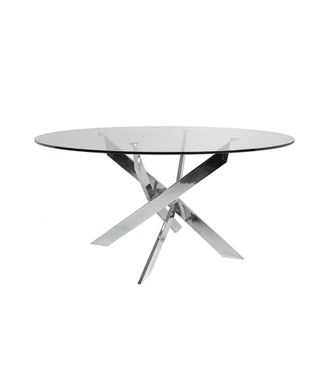 Home Heavenly Mesa de centro redonda &oslash;80 cm de cristal con patas metal