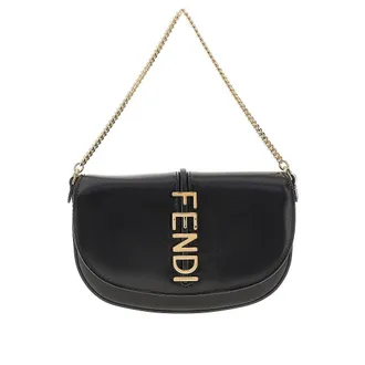 Fendi Leather Fendigraphy pouch on chain Woman One Size