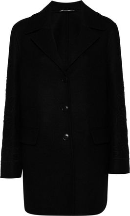Ermanno Scervino floral embroidery coat - women - Viscose/Virgin Wool - 42 - Black