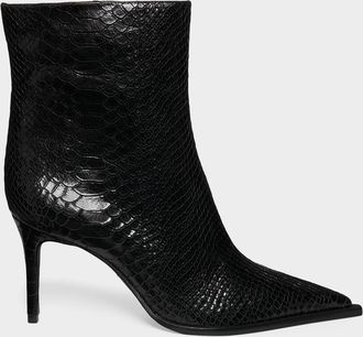 Schutz 85mm Mary Snake-Embossed Leather Booties