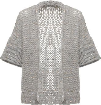 PANICALE Openwork vest met pailletten - Dames - Vesten - Grijs - S - Pailletten - Truien & Vesten