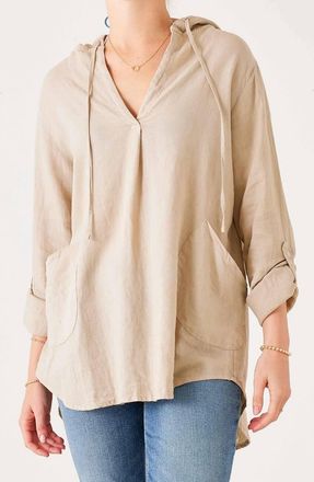 Mersea Hermosa Hooded Linen Tunic In Cream