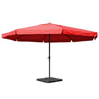 Hhg Hhg - Parasol Meran Pro, Sombrilla De Hosteler&iacute;a Con Cenefa &Oslash; 5m Poli&eacute;ster/aluminio 28kg, Burdeos Con Soporte