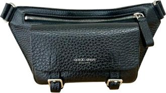 Giorgio Armani Black Leather Shoulder Bag Sling Bag (Pre-Owned)