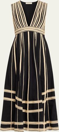 Ulla Johnson Palermo Deep-V Midi Dress