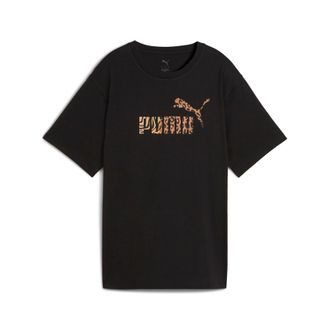 Puma T-Shirt PUMA ESS GRAPHIC ANIMAL RELAXED TEE, Damen, Gr. L, schwarz (puma schwarz), Jersey, Obermaterial: 100% Baumwolle, relaxed fit normal, Rundhals,