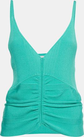 Sandro Turquoise Green Rib Knit Ruched Alcudia Top