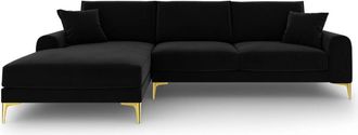 BLOOMINGLOFT Design Ecksofa Madara mit Samtbezug - Schwarz