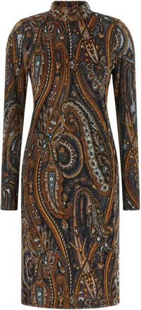 Etro Kleedjes, Dames, Veelkleurig, XS, Paisley Jacquard Chenille Jurk
