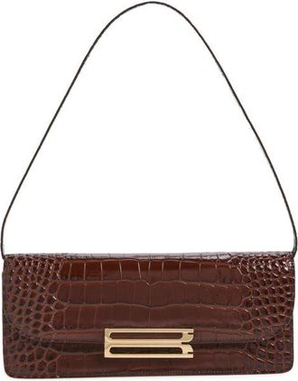 Victoria Beckham Dorian Leather East/West Clutch in Dark Brown at Nordstrom