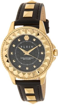 Philipp Plein Lady Rock Pyramid Stud Leather Strap Watch, 38mm in Ip Yellow Gold at Nordstrom