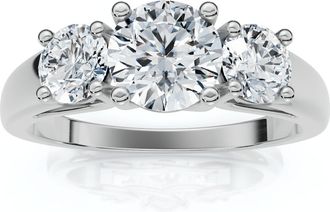Pompeii3 1Ct Three Stone Diamond Engagement Ring 14k Gold or Platinum Lab Grown FG/VS
