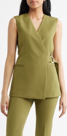 Anne Klein Longline Crepe Wrap Vest in Bay Leaf at Nordstrom, Size 12