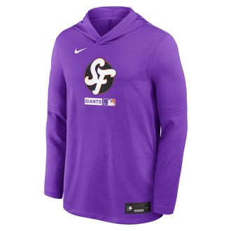 Nike San Francisco Giants City Connect Nike Mens Dri-FIT MLB Long-Sleeve Hooded Top in Purple | 03B957QGIA-Z4C