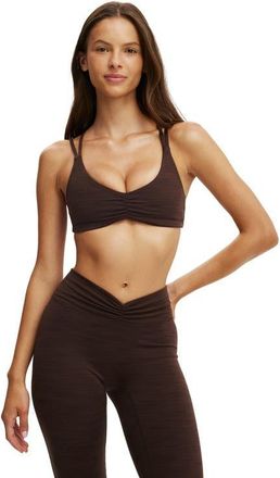 Cotton On Womens Active Ultra Soft Scrunch Front Strappy Crop in French Roast Marle at Nordstrom, Size Medium