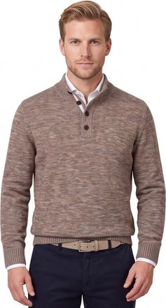 Fynch-Hatton Fynch Hatton Buttoned Troyer trui bruin gemeleerd