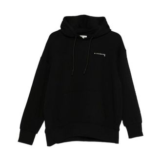 John Richmond Hoodies, male, Black, Size: XL Black Hooded Sweater with Kangaroo Pocket