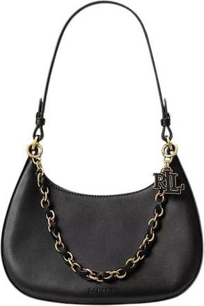 Ralph Lauren Tassen, Dames, Zwart, ONE Size, Leer, Marcy Medium Leren Schoudertas