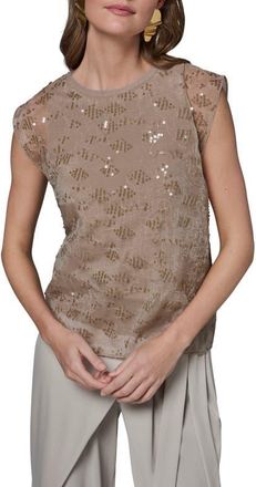 DKNY Sequin Detail Top in Tuscan Grey at Nordstrom, Size Medium