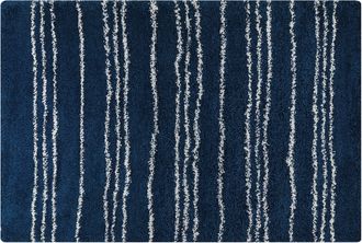 Beliani Alfombra Azul Blanco 200 X 300 Cm Polipropileno Pelo Largo A Rayas Tashir