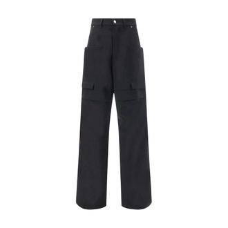 Rick Owens Broeken, Heren, Zwart, W30, Wol, Cargo Broek met Zakken