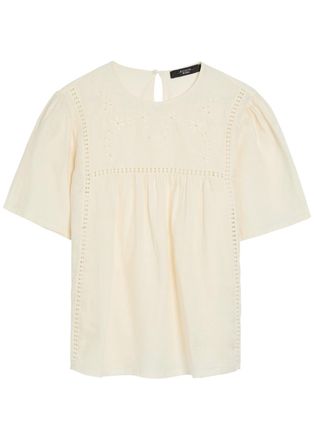 Max Mara Embroidered Linen Blouse - Ecru - S (UK8-10 / S)