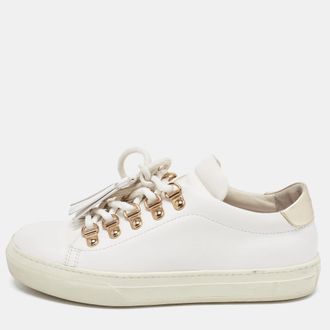 Tod's Tods White Leather Tassel Lace Up Sneakers