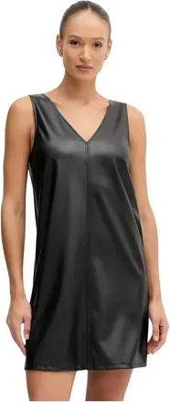 Benetton Mini A-lijn Jurk - Dames - Jurken - Zwart - Maat: XS Leer