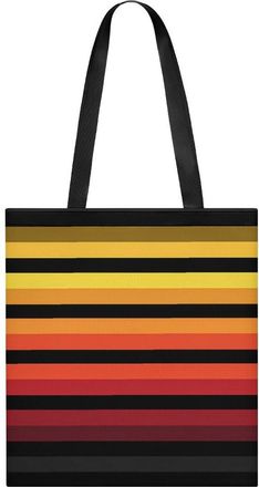 Generic Yellow Orange Red Stripes Tote Bag for Women Men Shoulder Bags Purses Pouch Handbags