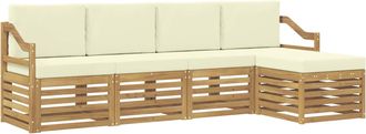 vidaXL Conjunto De Sof&aacute;s De Exterior 5 Uds. Blanco Y Crema Poli&eacute;ster Vidaxl