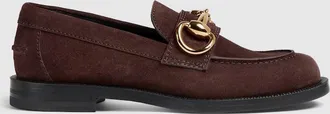 Gucci Womens Boulevard Loafer, Brown, Suede