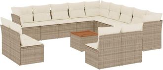 vidaXL Set Sof&aacute;s De Jard&iacute;n 14 Pzas Con Cojines Rat&aacute;n Sint&eacute;tico Beige Vidaxl