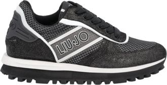 Liu Jo Wonder Up 3 Zwarte Leren Sneakers - Dames - Sneakers - Zwart - 37 EU - Su&egrave;de - Schoenen