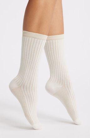 Nordstrom Sparkle Stripe Crew Socks in Ivory Sweet at Nordstrom, Size 9