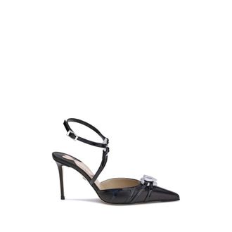 Mach & Mach Black Napa Leather / Calf Bos Taurus Womens Pumps