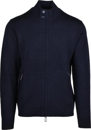 Paolo Pecora Blue Virgin Wool-Blend Zip Cardigan