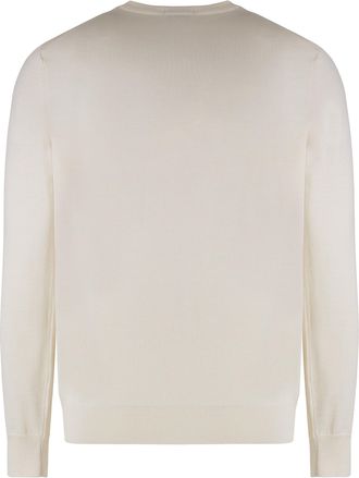 HUGO BOSS Mens Virgin Wool Crew-Neck Sweater White Sweatshirts