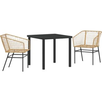 vidaXL Vidaxl - Conjunto De Comedor De Jard&iacute;n 3 Pcs Marr&oacute;n Rat&aacute;n Sint&eacute;tico