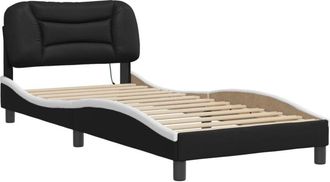 vidaXL Vidaxl - Bed Frame with led without Mattress Hvar Black and White 90x200 cm