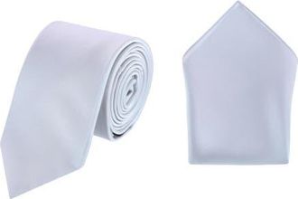 Trafalgar Store Sutton Solid Color Silk Necktie and Pocket Square Combo in Silver at Nordstrom
