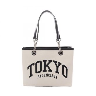 Balenciaga Black Gray Canvas Leather Handbag Tote Bag (Pre-Owned)
