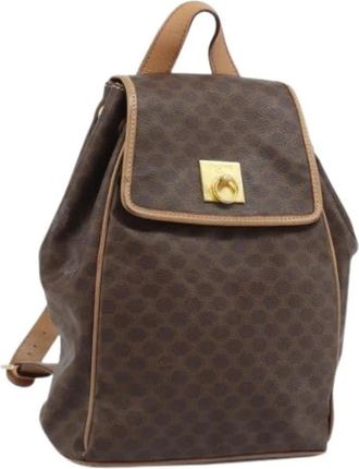 Celine Pre-owned Macadam Canvas Rugzak - Dames - Vintage Rugzakken - Bruin - ONE Size - Leer - Vintage