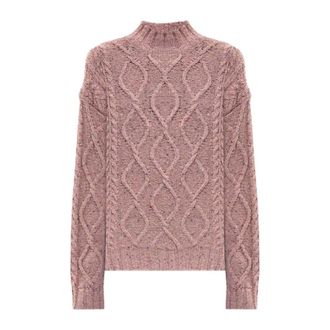 Twinset Stijlvolle Pullover met Gemengde Steken - Dames - Coltruien - Roze - L - Wol - Truien & Vesten