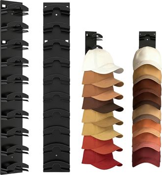 OEM Soporte Para Gorras De 2 Piezas, Soporte De Pared Para Gorras, Apto Para Armarios, Puertas Y Dormitorios (negro)