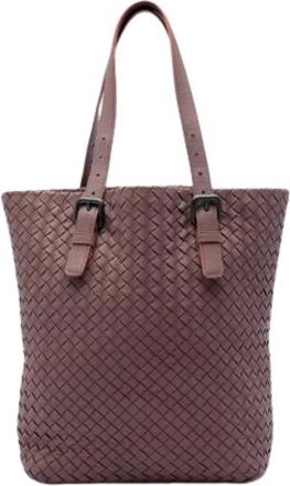 Bottega Veneta Pre-owned Woven Tote Bag - Dames - Vintage Shopper - Roze - ONE Size - Leer - Vintage