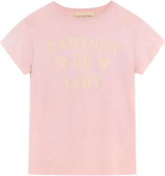 Valentino T-shirt van bedrukt katoen - Dames - T-shirts - Roze - S - Katoen - Tops